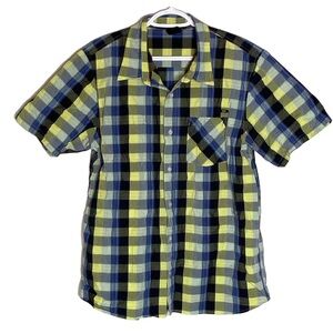 OAKLEY Men’s Plaid Button Down Short Sleeve Shirt Top Collar Pocket Size Large
